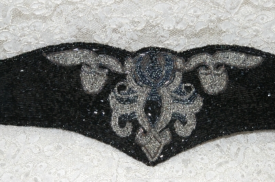 +MBAMG #167  "1980's Norstrom Fancy Black Glass Beaded Belt"