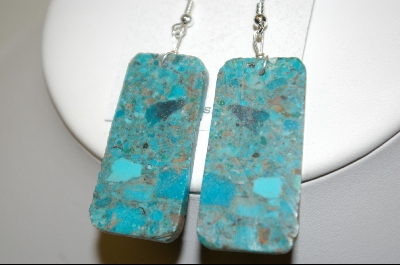 +MBA #7678   Blue Slice Turquoise Earrings
