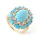 +MBAMG #25-228  "14K Yellow Gold Oval Cut Blue Turquoise & Diamond Ring"