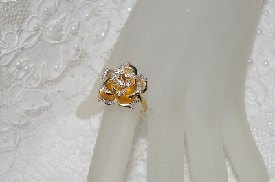 +MBAMG #25-213  "14K Yellow Gold Diamond Accent Dimensional Rose Ring"