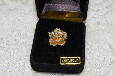 +MBAMG #25-213  "14K Yellow Gold Diamond Accent Dimensional Rose Ring"