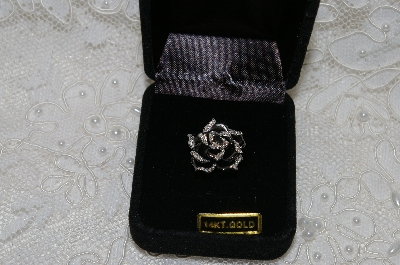 +MBAMG #25-210  "14K Black Rhodium Plated Gold Diamond Accent Demensional Rose Ring"