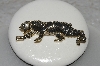 +MBAMG #25-193  "Gold Plated,Black Enamel & Crystal Rhinestone Tiger Pin"