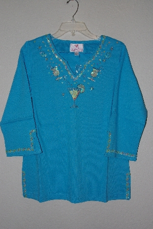 +MBANF #583  "Quacker Factory Sparkle Embelished 3/4 Sleve Top"