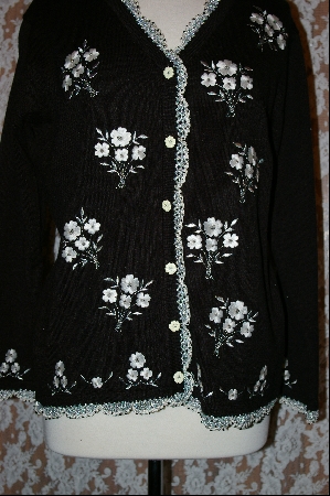 +MBA #7861   "StoryBook Knits Limited Edition Black Floral Bouquet Sweater