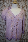 +MBA #7856   "StoryBook Knits Limited Edition Lavender  Floral & Fringed Sweater