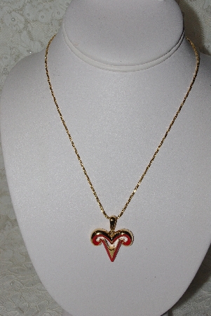 "SOLD" MBAMG #11-0845  "Bob Mackie Enameled Aries Zodiac Pendant With Chain"