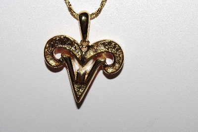 "SOLD" MBAMG #11-0845  "Bob Mackie Enameled Aries Zodiac Pendant With Chain"