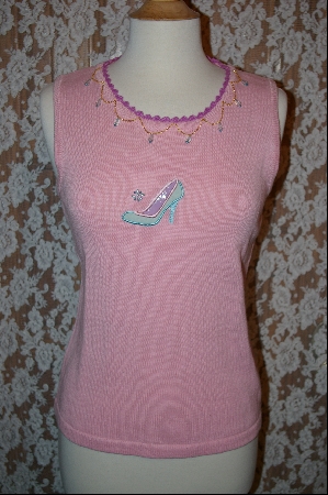 +MBA #7765  "StoryBook Knits Limited Edition Pink "Shoe" Embelished Tank