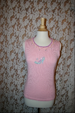 +MBA #7765  "StoryBook Knits Limited Edition Pink "Shoe" Embelished Tank