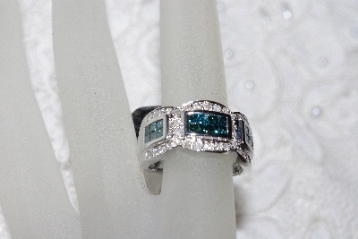 +MBAMG #11-0960  "14K White Gold Blue & White Diamond Ring"