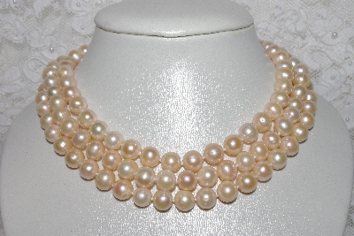 +MBAMG #11-0818  "14K Cultured Freshwater Pearl Triple Strand Nested  Necklace"