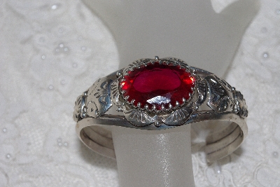 +MBAMG #11-0814  "Clem Nelwood Created Ruby Sterling Cuff Bracelet"