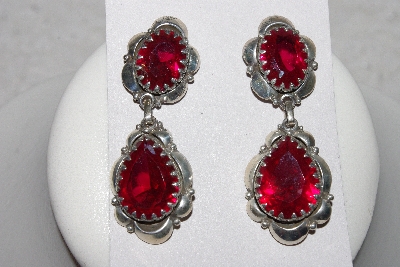 +MBAMG #11-0881  "Native American Made Created Ruby Sterling Earrings"