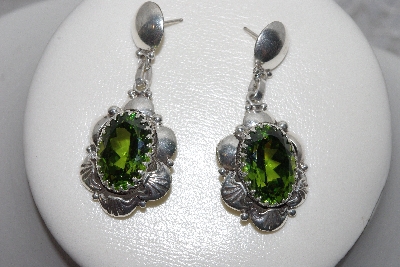 +MBAMG #11-0929  "Native American Made Peridot Sterling Pierced Earrings"