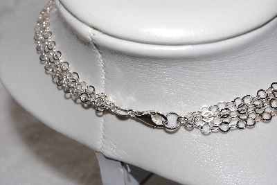 +MBAMG #11-0973  "Sterling Milor Triple Strand Mini-Circle Necklace"