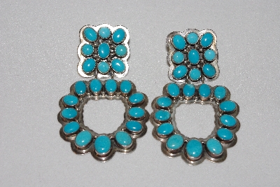 +MBAMG #11-0823  "Artist Signed "Nakai" Large Handmade Sterling Turquoise Earrings"