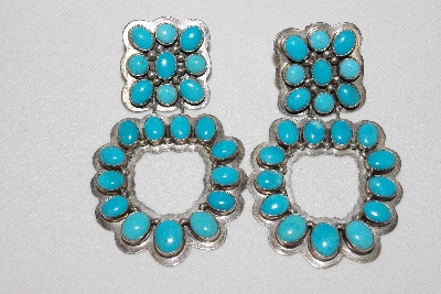 +MBAMG #11-0823  "Artist Signed "Nakai" Large Handmade Sterling Turquoise Earrings"