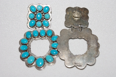 +MBAMG #11-0823  "Artist Signed "Nakai" Large Handmade Sterling Turquoise Earrings"