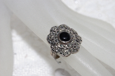 +MBAMG #11-0988  "2003  Sterling Black Onyx & Marcasite Pinky Ring"
