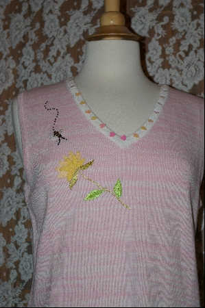+MBA #7843  "StoryBook Knits Limited Edition Pink & White Floral Tank W/ Bumble Bee