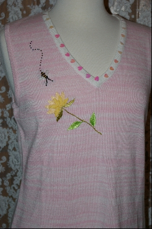 +MBA #7843  "StoryBook Knits Limited Edition Pink & White Floral Tank W/ Bumble Bee