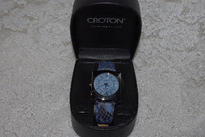 +MBAMG #11-1017  "Croton Blue Python Strap Watch"