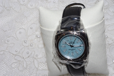 +MBAMG #11-1063  "Invicta Ladies Blue Face Black leather Strap Watch"