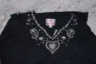 +MBAMG #79-151  "Quacker Factory Sparkle Embelished 3/4 Sleve T"