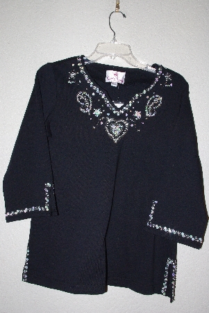 +MBAMG #79-151  "Quacker Factory Sparkle Embelished 3/4 Sleve T"