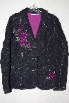 +MBAMG #79-098  "Denim & Co Black Denim Floral Embroidered Jacket"