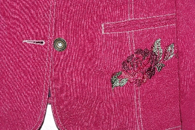 +MBAMG #79-172  "Denim & Co Red Floral Embroidered Denim Jacket"