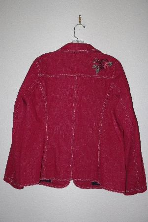 +MBAMG #79-172  "Denim & Co Red Floral Embroidered Denim Jacket"