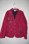 +MBAMG #79-172  "Denim & Co Red Floral Embroidered Denim Jacket"