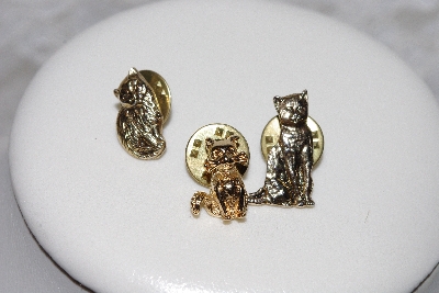 +MBAMG #11-0944  "Set Of 3 Gold Plated Cat Pins"