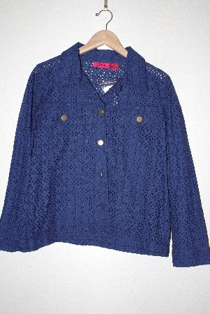 +MBAMG #76-104  "Carina Blue Eyelet Button Front Jacket"