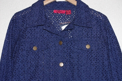 +MBAMG #76-104  "Carina Blue Eyelet Button Front Jacket"
