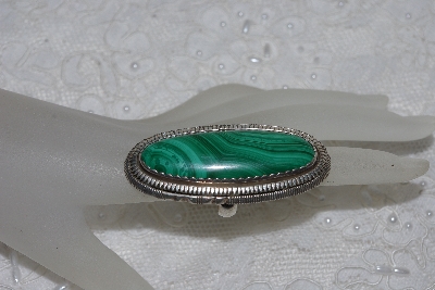 +MBATQ #1-1223  "Artist "W.Johnson"  Signed Malachite Sterling Ring"