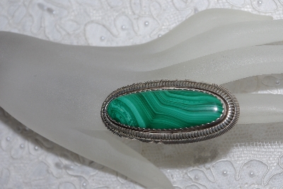 +MBATQ #1-1223  "Artist "W.Johnson"  Signed Malachite Sterling Ring"