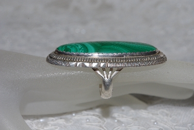 +MBATQ #1-1223  "Artist "W.Johnson"  Signed Malachite Sterling Ring"