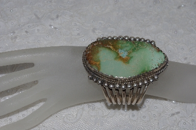 +MBATQ #2-085  "Fancy Large Green Turquoise Cuff Bracelet"