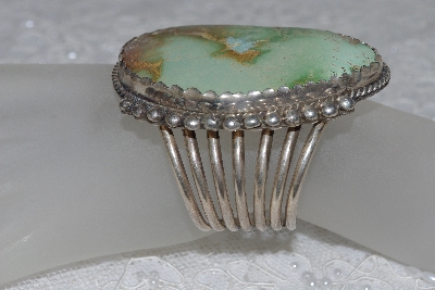 +MBATQ #2-085  "Fancy Large Green Turquoise Cuff Bracelet"