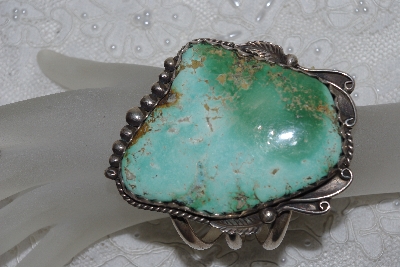 +MBATQ #3-210  "Fancy Green Turquoise Cuff Bracelet"