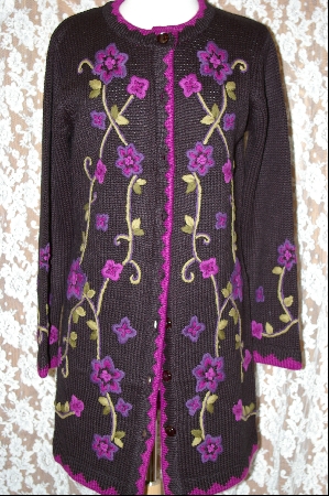 +MBA #3000  "Victor Costa Black Embroidered Sweater Coat