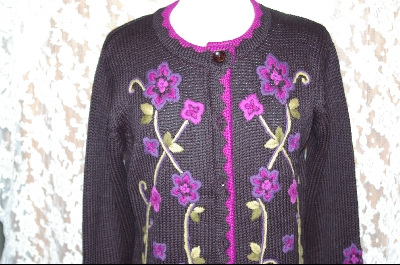 +MBA #3000  "Victor Costa Black Embroidered Sweater Coat
