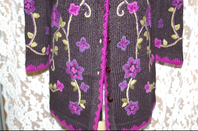 +MBA #3000  "Victor Costa Black Embroidered Sweater Coat