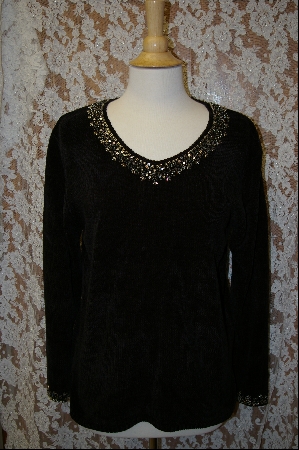 +MBA  "Stitches In Time Black Embelished Chenille Sweater