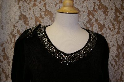 +MBA  "Stitches In Time Black Embelished Chenille Sweater
