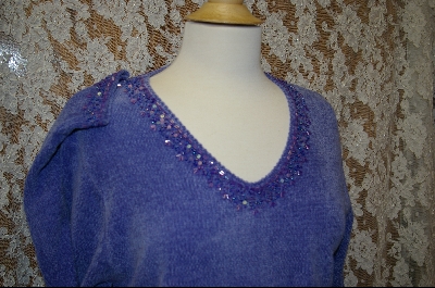 +MBA  "Stitches In Time Lavender Embelished Chenille Sweater