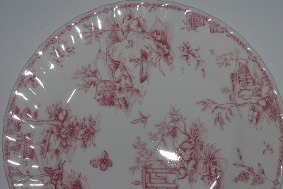 +MBAMG #019-065  Set Of 4    "Queens China Pink Chelsea Toile Dinner Plate"